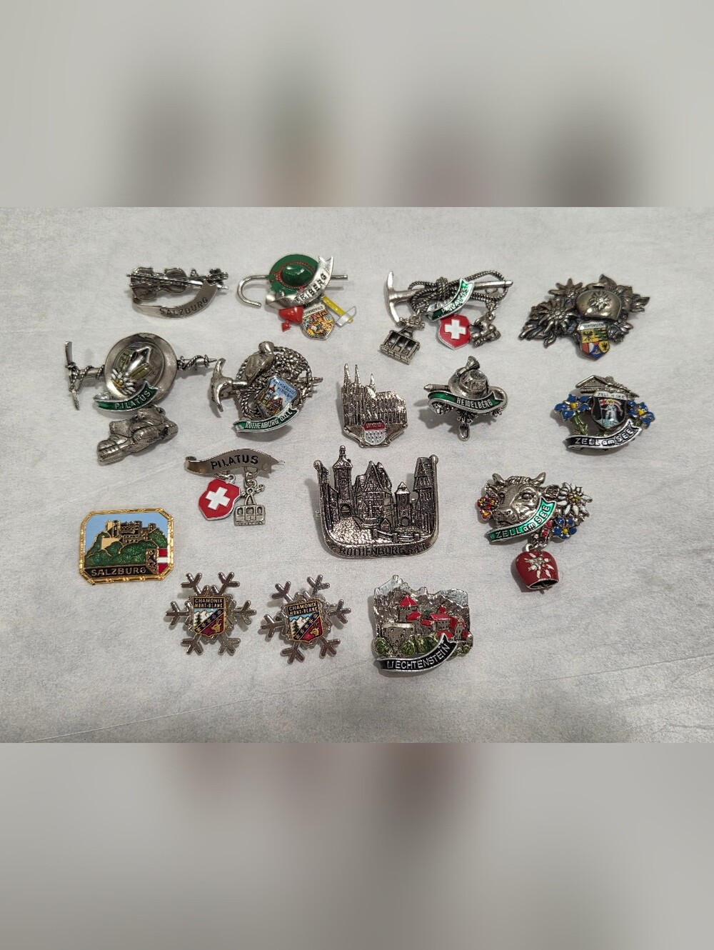 Vintage German Austrian European Travel Souvenir Pins Mixed Lot Of 16